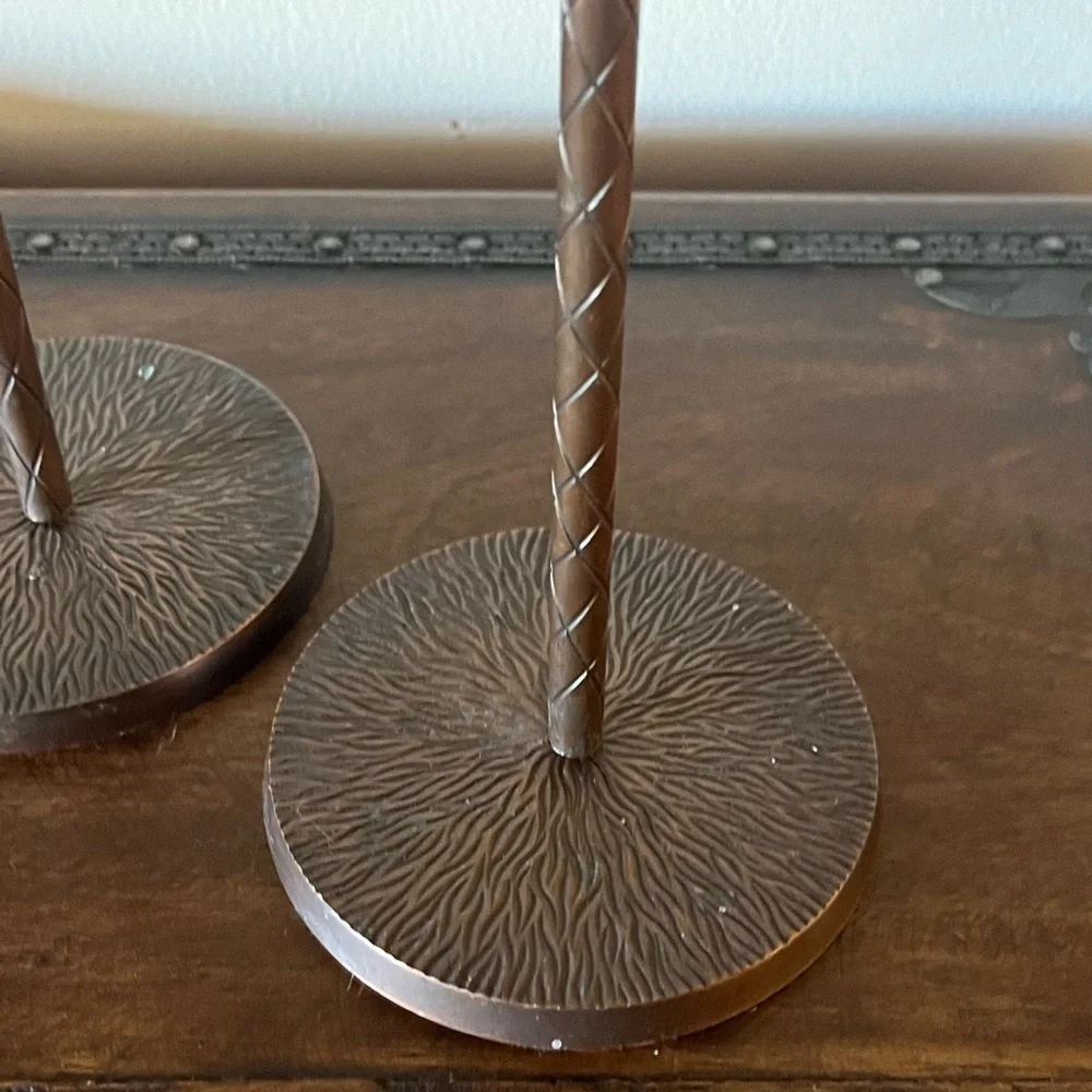 Set of 2 Vintage Brass Palm Tree Candle Holders Candlesticks 17